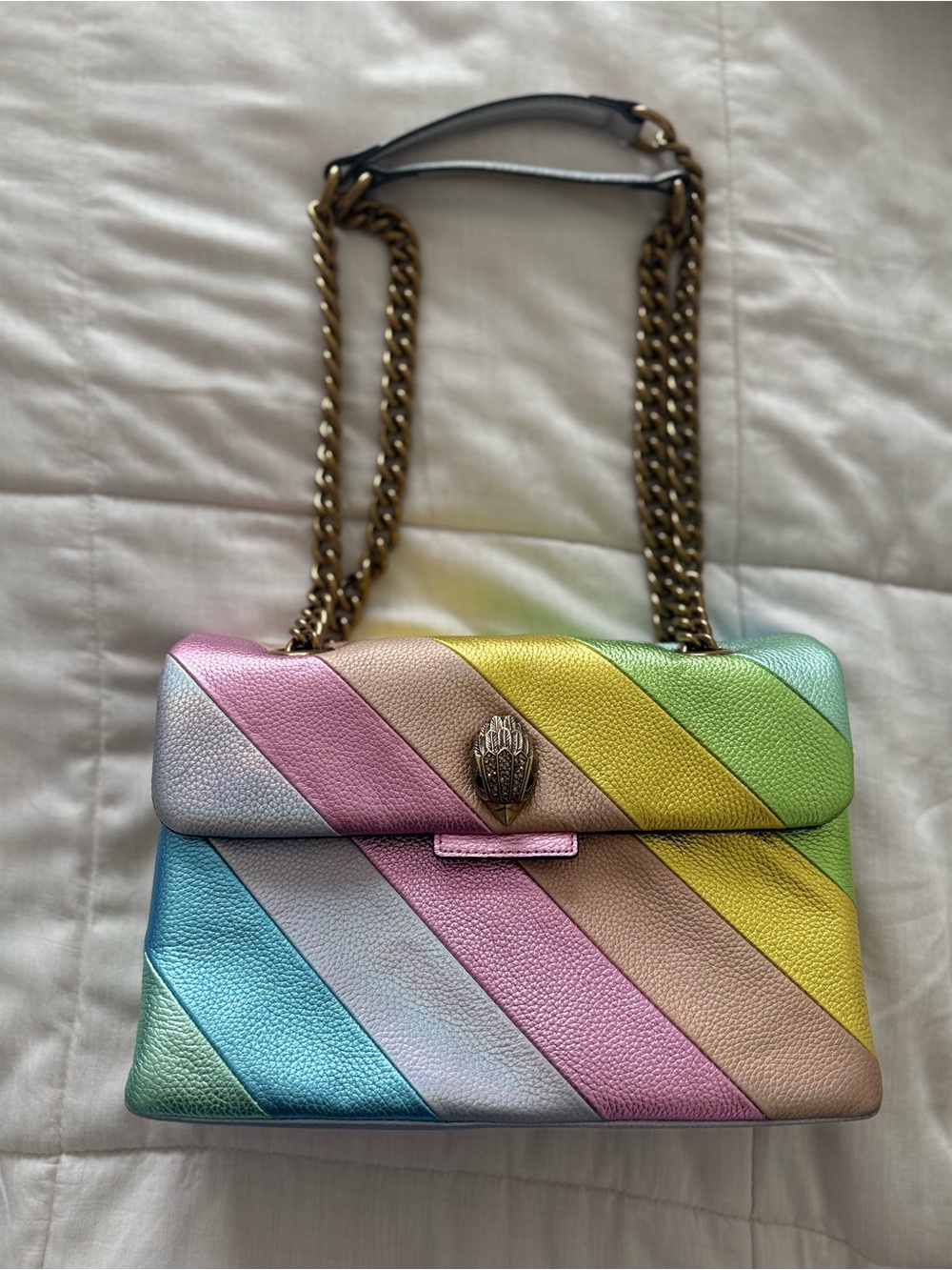 Kurt Geiger London Leather Kensington Pastel Rainbow Metallic Crossbody Bag